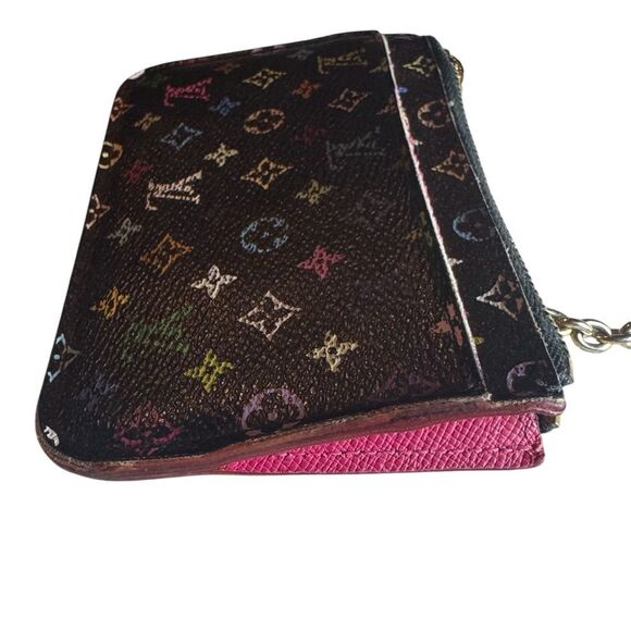 Auth Vintage Louis Vuitton 33 Multicolor Murakami LV Keychain Black Pouch - Picture 5 of 12